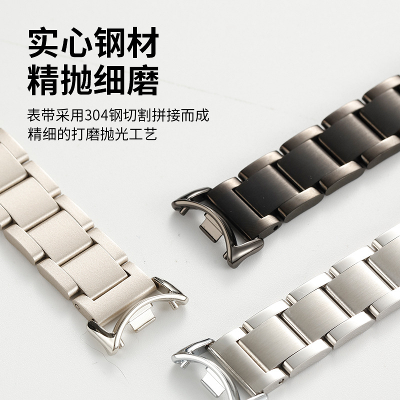 Picture of For Mi Band 8 Strap Metal 8/9/nfc Generation Replacement Strap with Three Beads Solid Steel Strap for Men and Women