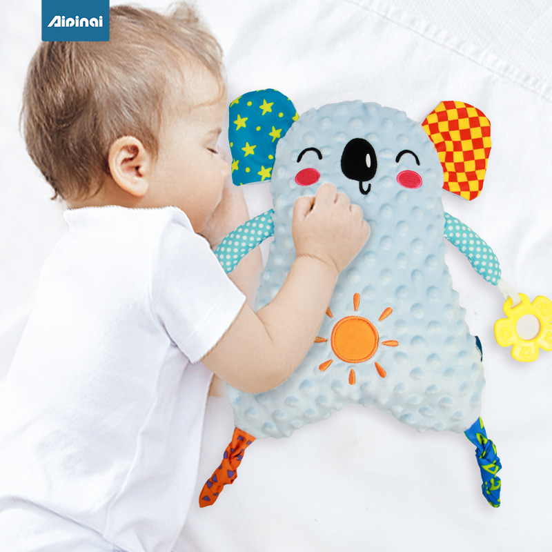 Picture of Aipinqi baby sleeping with comfort towel can be imported baby gauze animal comfort doll peas velvet doll