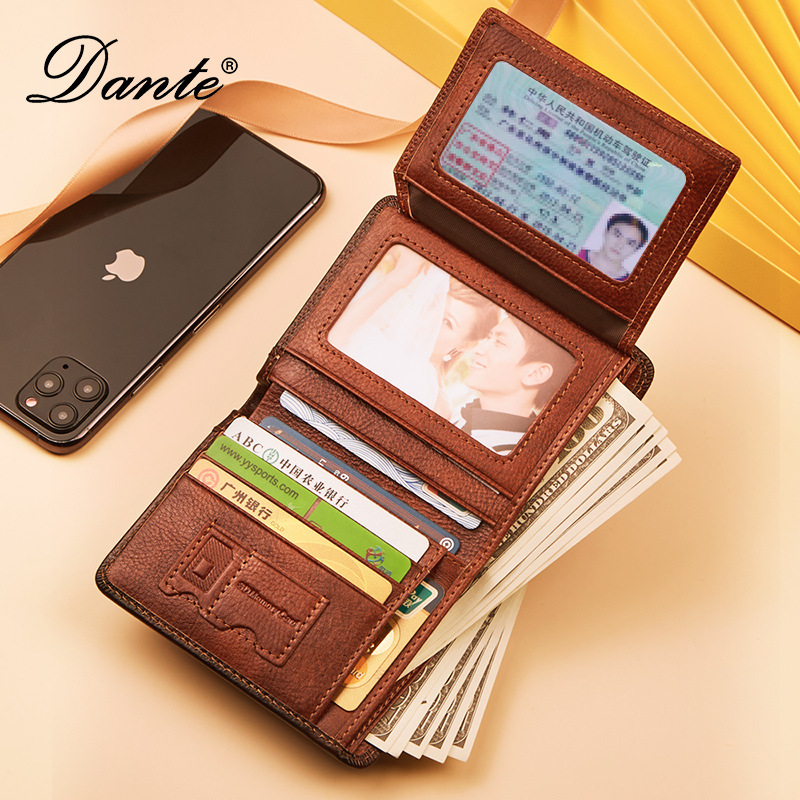 Picture of Cross-Border Wallet Men's Genuine Leather Rfid Anti-Theft Vertical Style 70% off Retro First Layer Cowhide Wallet Export Wholesale