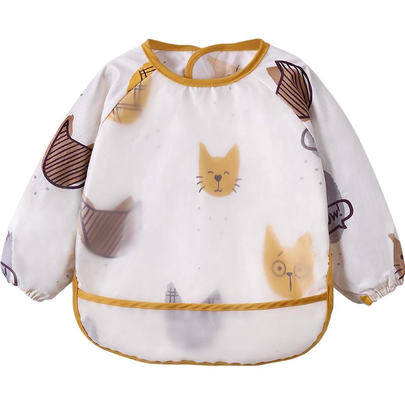 Baby Eating Smock Waterproof and Anti-Dirty Little Girl Bib Kidsren's Long-Sleeved Reverse Dressing Autumn and Winter Baby Male Protective Clothing