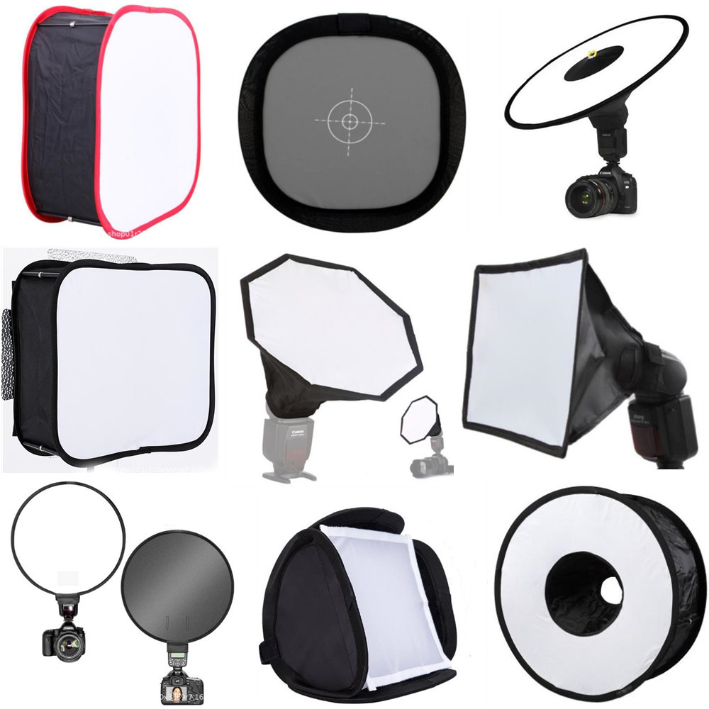 Picture of Camera Top 30/40 Flash Round Gray Card Soft Light Cover Black and White Cloth Cover Cone Type Soft Light Box Silver Whiteboard
