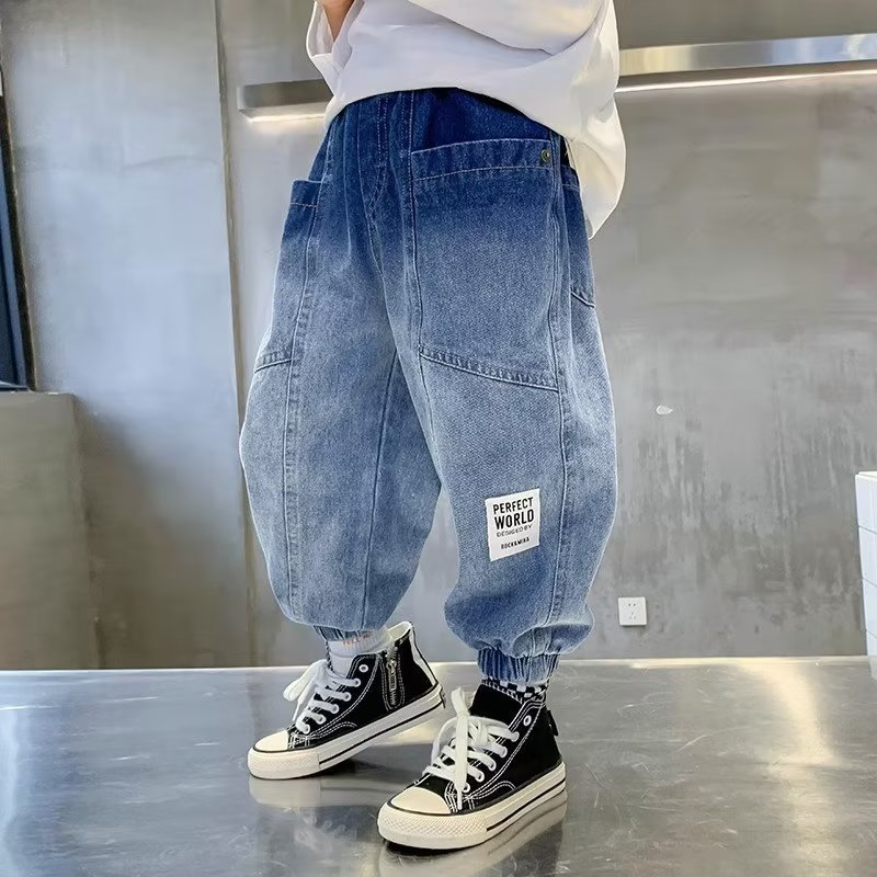 Picture of Boys' Spring Jeans Big Children's Western Style Tooling 2024 New Children's Boys Spring and Autumn Loose Pants Trendy Brand