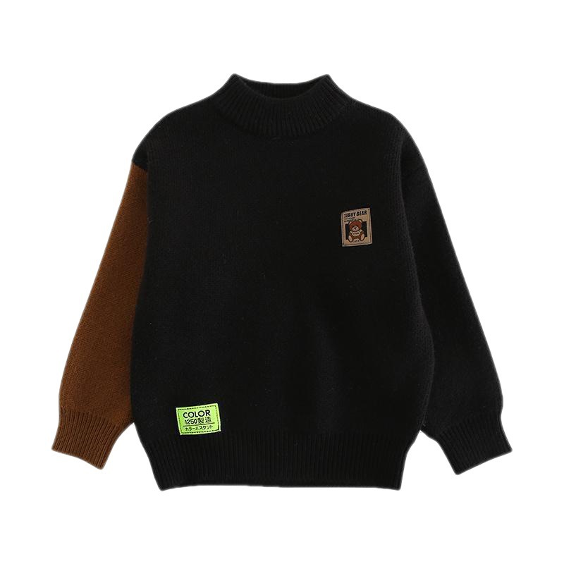 Picture of Boys' Sweater Autumn and Winter 2022 New Children's Winter Pullover Knitwear Trendy Boys Western Style Stitching Children's Wear