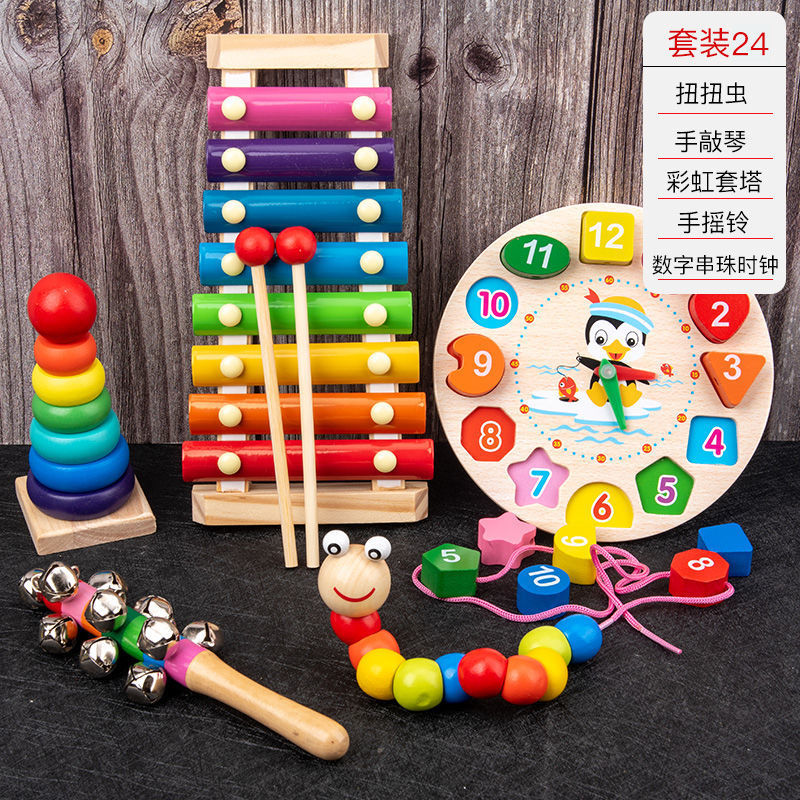Picture of Percussion Musical Instruments Infants 0-1-2 Years Old Music Enlightenment Wooden Eight-tone Accordion Educational Music Toys