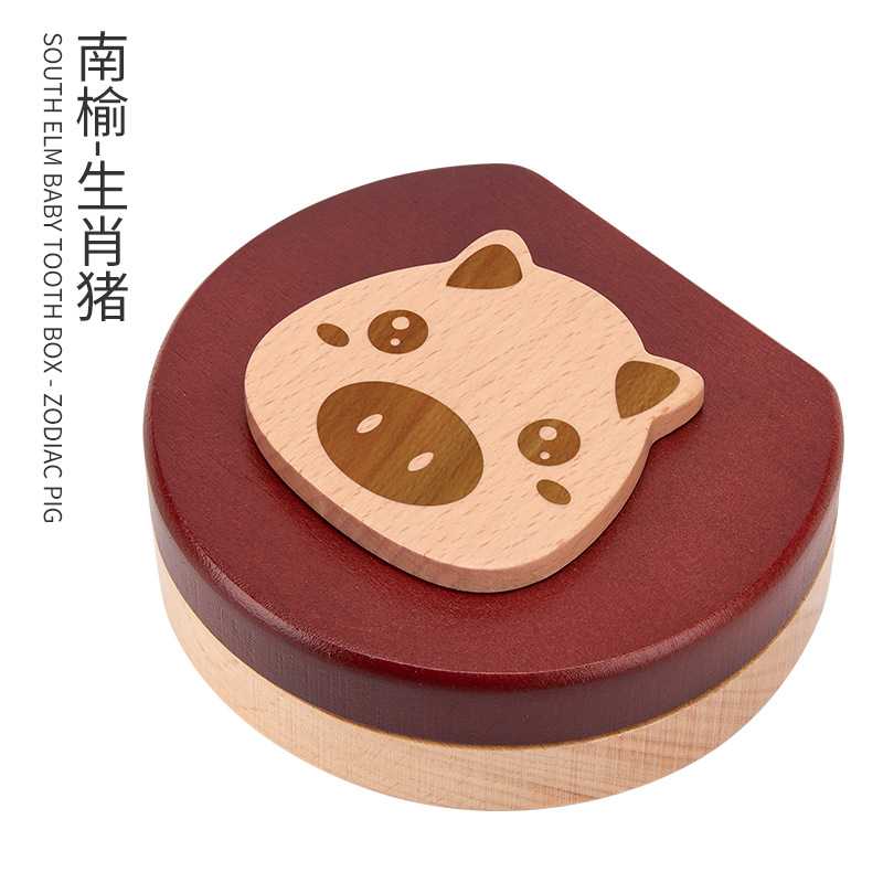 Picture of Wooden Children's Deciduous Teeth Box 1-3-5 Years Old and a Half Baby's Fairy Hair Deciduous Teeth Storage Box One Year Old Memorial Umbilical Cord Collection Box