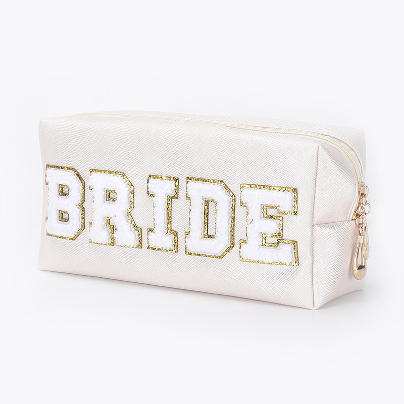 Picture of Amazon popular cosmetic bag pu towel embroidered letters octagonal storage bag travel portable wash bag cosmetic bag