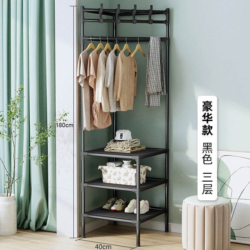 Picture of Corner Coat Rack Floor Hanger Multi-functional Bedroom Modern Simple Metal Storage Rack Household Hanger