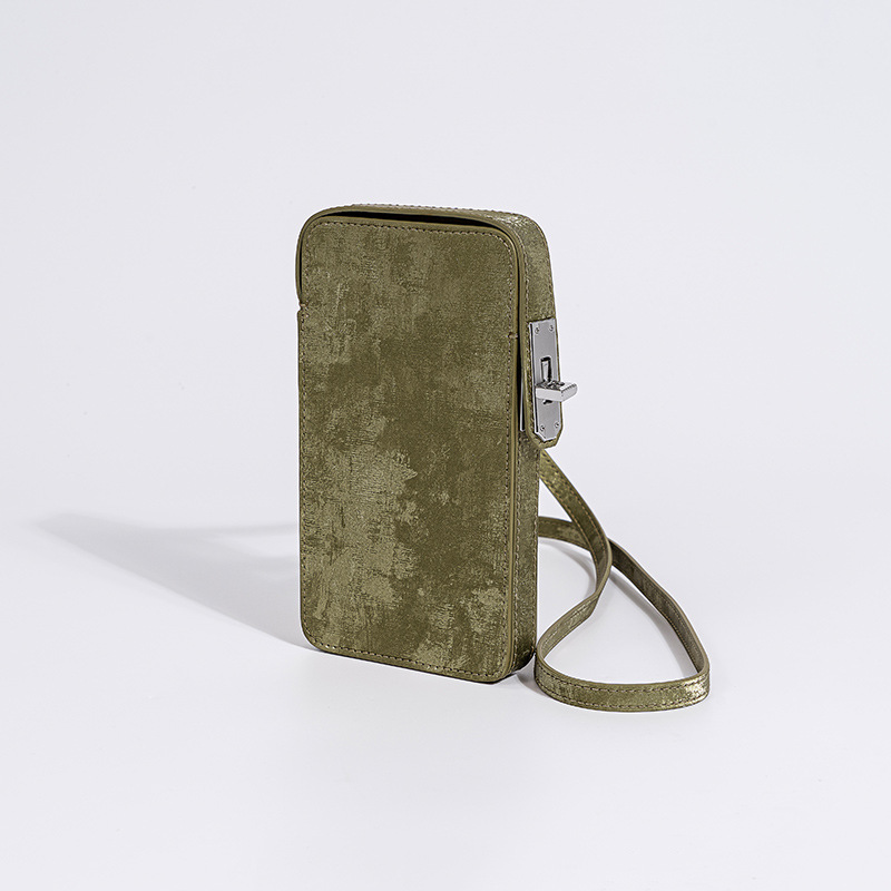Picture of New Chinese Style Lock Phone Bag National Style Satin Cowhide Box Bag 2024 New Vintage Fashion Mini Crossbody Bag