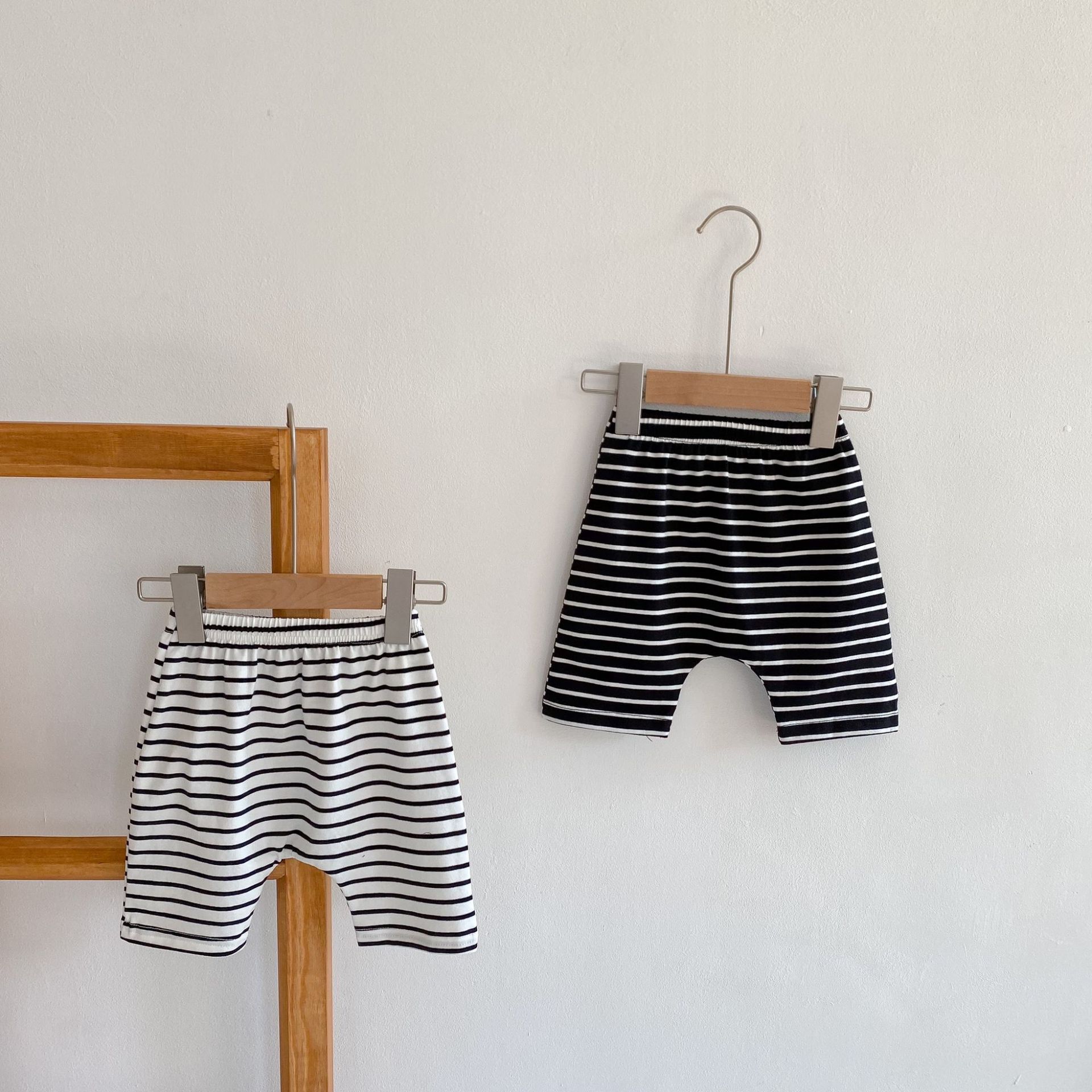 Picture of Ins Children's Clothing 2025 Summer Style Baby Male and Female Baby 0-2 Years Old Hi Printed Vest + Stripesd Shorts Cotton Suit