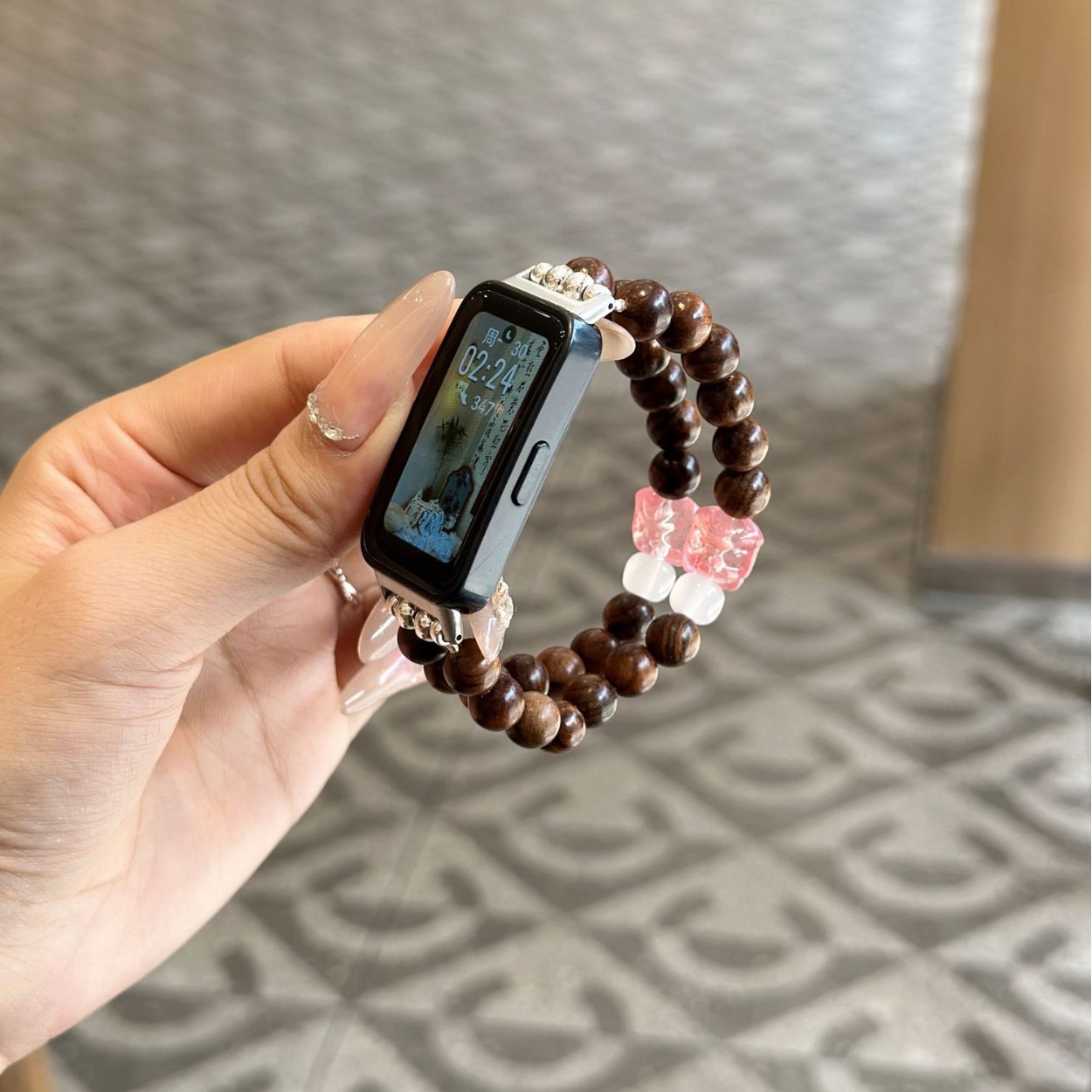 For Huawei bracelet 7/8/9nfc wristband Chinese Joker Double Beaded Bracelet watchFit 3/2 Strap