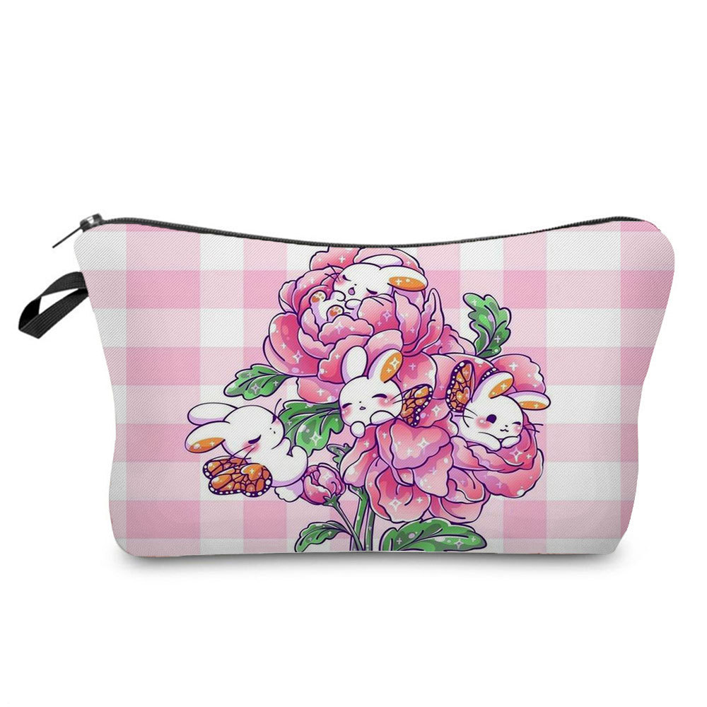 Picture of Trendy cartoon new rabbit printed cosmetic bag fashionable cute drop-resistant storage bag large capacity wash bag