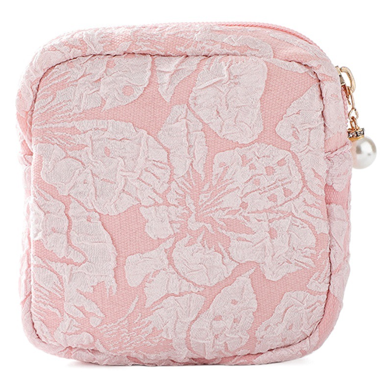 Cute Mini Canvas Cosmetic Bag for Women Commuting Portable Lipstick Coin Headphone Storage Bag Manufacturer Spot Direct Sales