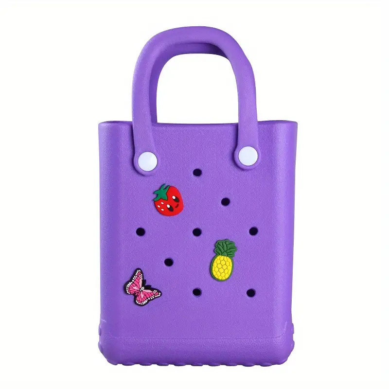 Picture of Fashion candy square small size waterproof sand-proof cute girl children EVA beach bag with shoes flower DIY