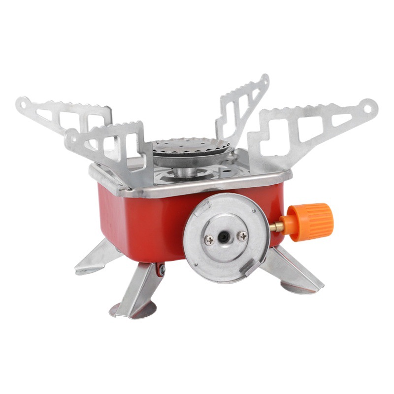 Outdoor Mini Sifang Stove Gas Stove Portable Folding Card Stove Camping Stove Head Field Cooker Long Gas