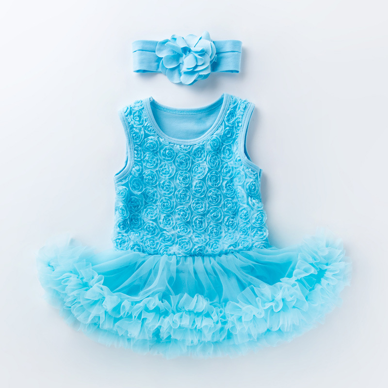 Picture of Amazon Hot Selling Baby Rose Sleeveless Princess Dress Baby Girl Solid Color Full Moon One Year Old Holiday Dress