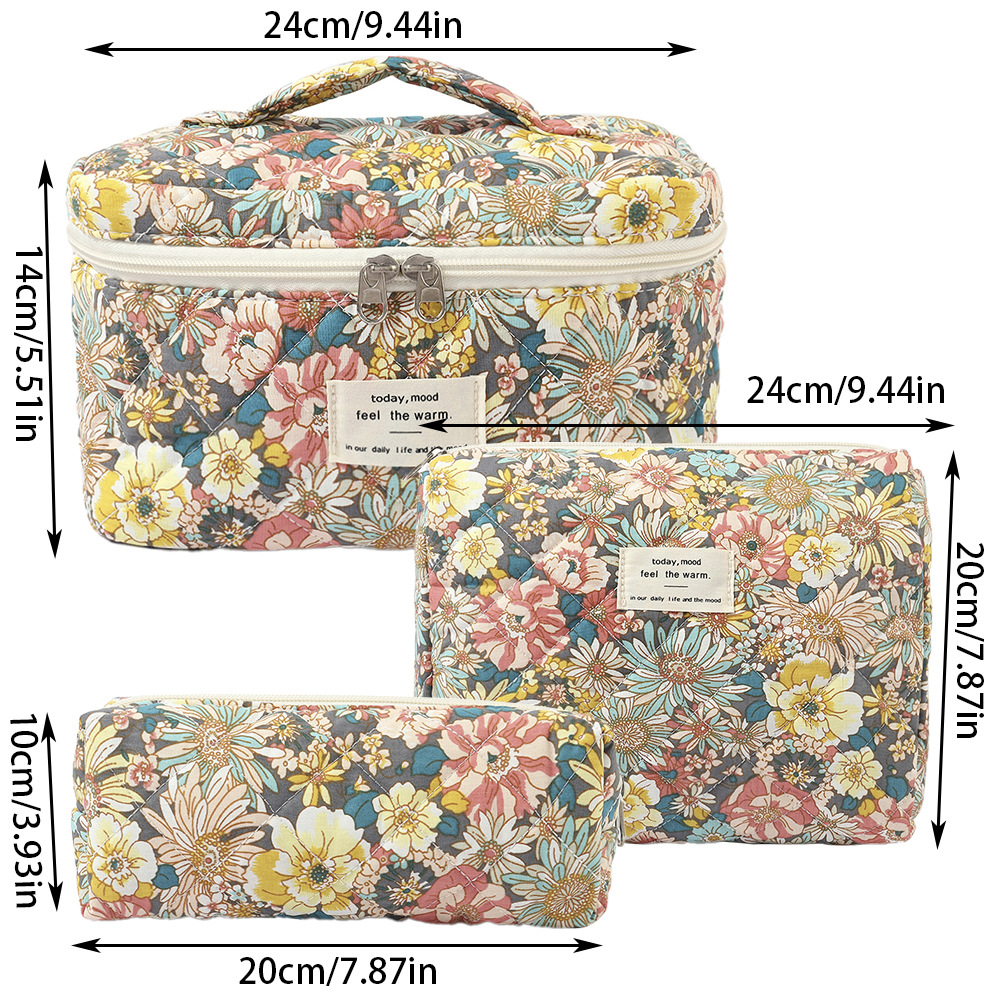 Picture of Cross-border Super New Cotton Cosmetic Bag Niche Portable Washes Storage Bag Floral Ins Cute Quilted