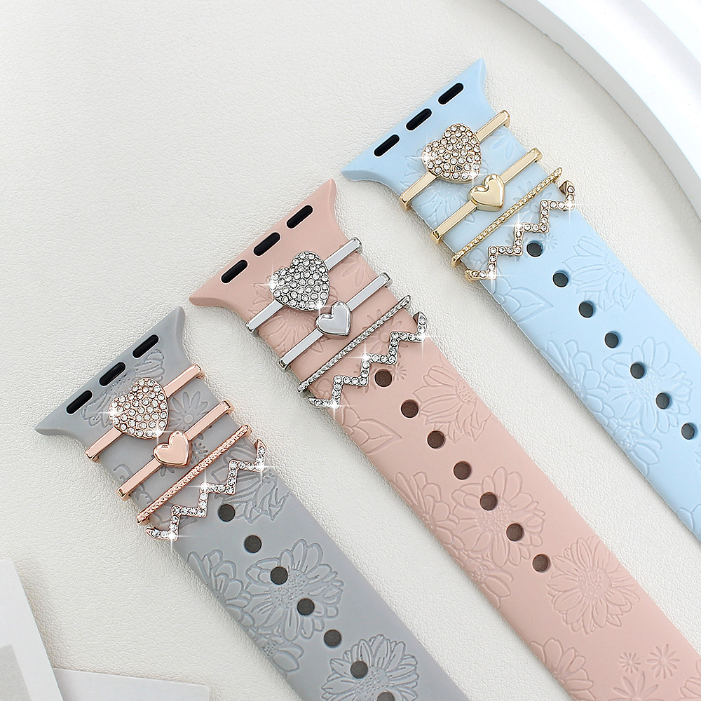 For Apple Watch Watch Watch Watch Watch Watch With Universal Silicone Strap Diamond Love Decoration