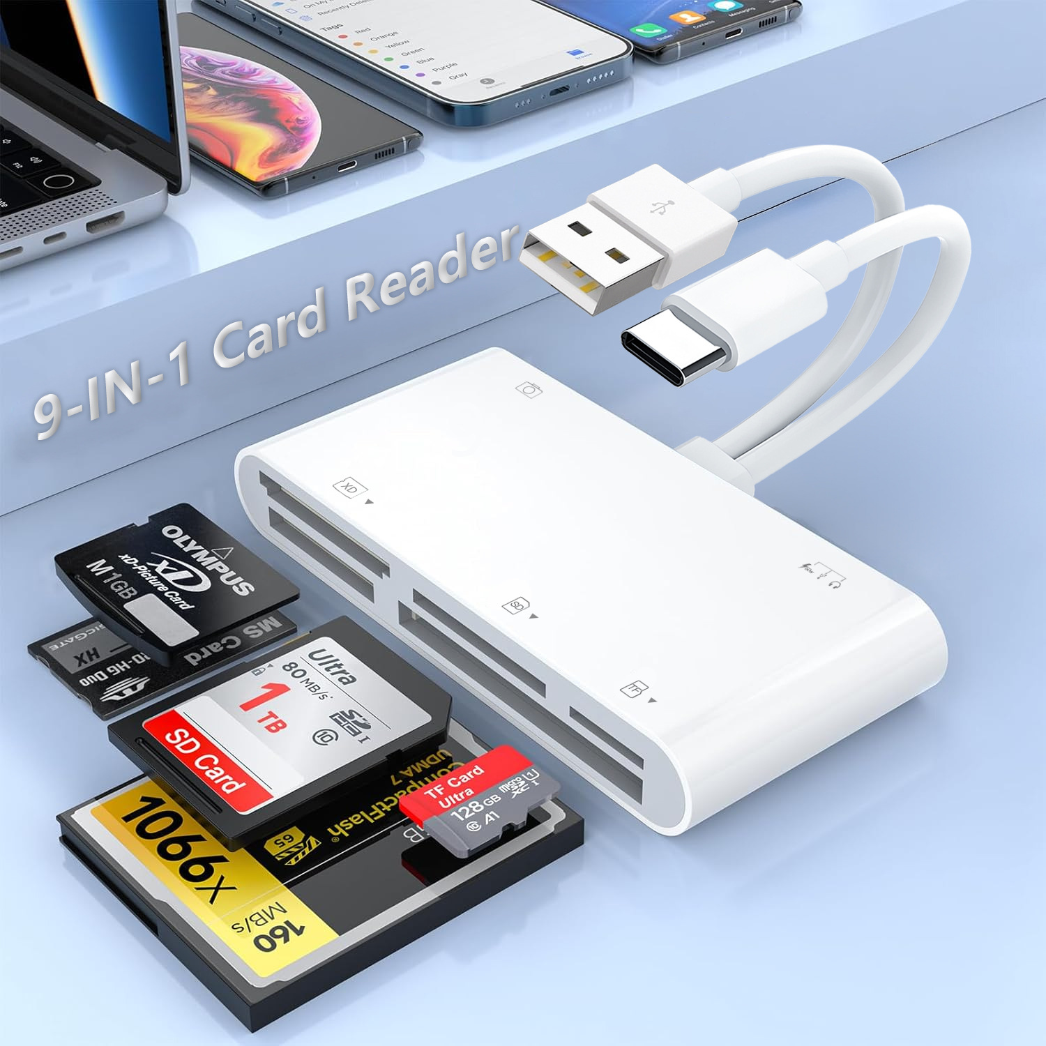 Picture of Mobile Phone Card Reader Three-In-One Adapter Multi-Function USB Extender Tfsd Memory Card Docking Station USB Hub