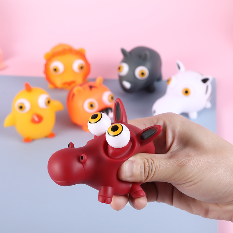 Picture of Cross-border cartoon factory direct decompression animal squeeze doll decompression pinch music stare eye vent toy