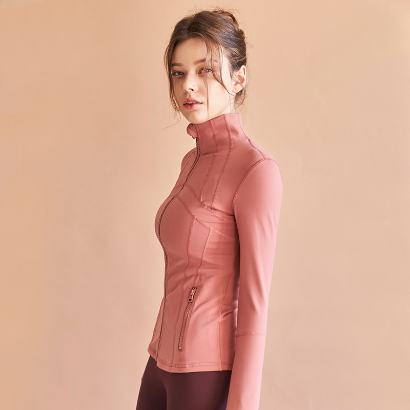 Picture of Spring 2020 New Sports Jacket Women's slim-fit stretch zipper running yoga fitness long-sleeved top wholesale