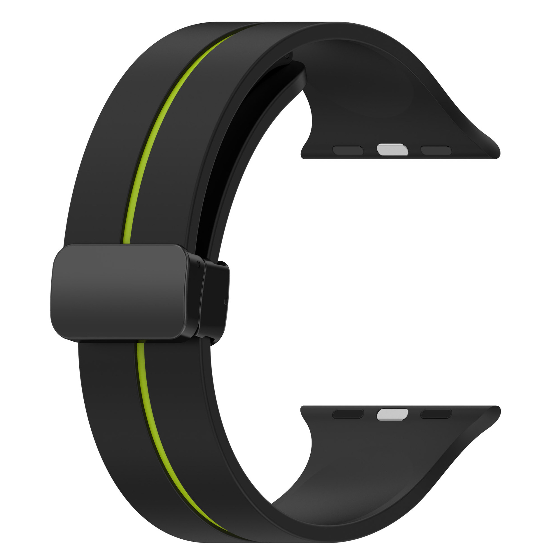 Picture of Two-color Striped Magnetic Folding Buckle Silicone Strap for Apple Watch Strap Magnetic Silicone Watch Strap