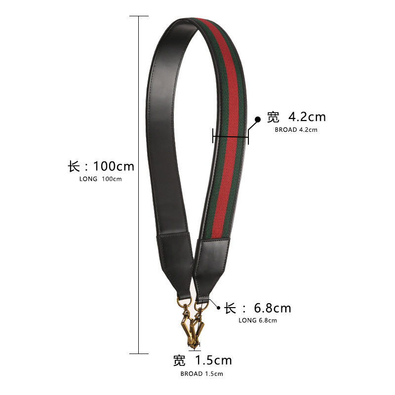 Picture of Mahuangshi MHS-F-2 Ribbon Green Red Wide Shoulder Strap Shoulder Crossbody Cow Leather Bag with Cow Leather Wrap Strap