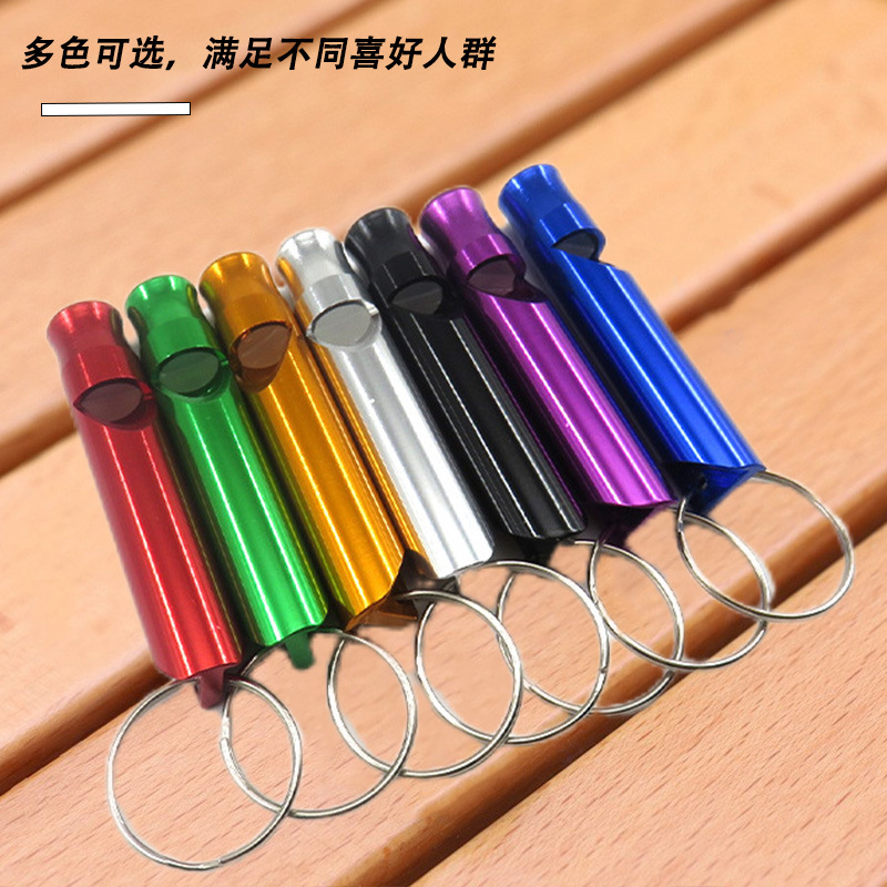 Picture of Outdoor aluminum alloy survival whistle wholesale portable key chain referee whistle high frequency emergency fire training survival whistle