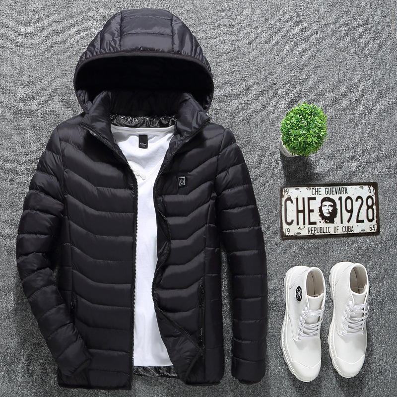 Picture of Cross-border new men's smart heating cotton-padded clothes USB charging couples down warm heating jacket cotton-padded jacket