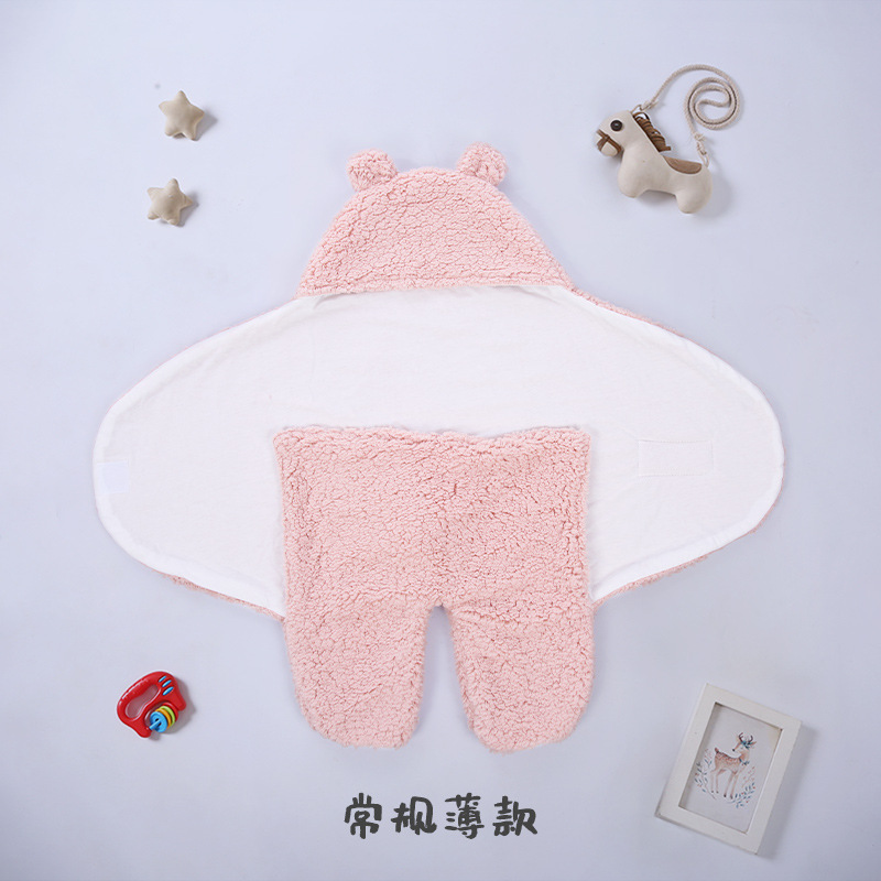 Picture of Baby Sleeping Bag Baby Going Out in Winter Swaddling Newborn Split Swaddling with Velvet Warm Cushion