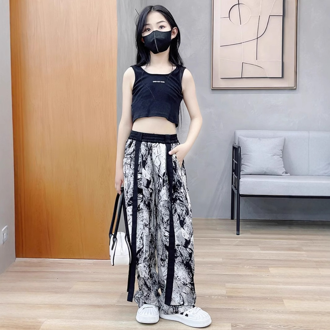 Picture of Girls' Pants Summer Kidsren's Ice Silk Casual Pants Sweatpants Spring & Fall New Thin Anti-Mosquito Pants Medium and Large Kidsren's Summer Clothes