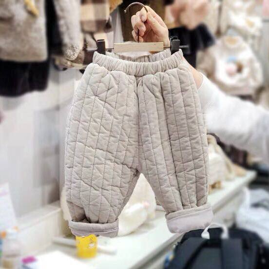 Picture of Winter clothing children's clothing Korean winter baby boys and girls retro padded cotton pants casual cute radish pants cotton pants 2
