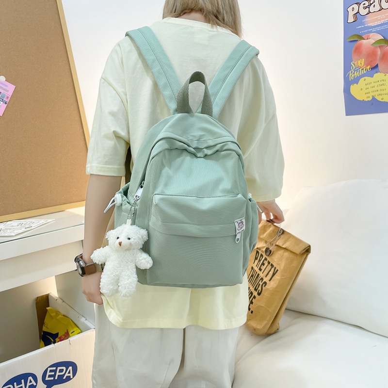 Picture of 2023 new candy color student schoolbag Japanese style fresh Girl backpack personality all-match simple solid color backpack