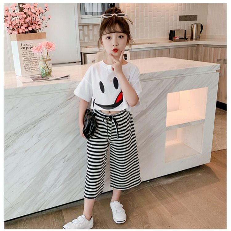 Picture of Summer Children's Wear Korean Style Children's Short-sleeved Suit Western Style Cute Girl Baby's T-shirt Anti-mosquito Pants Two-piece Children's Wear
