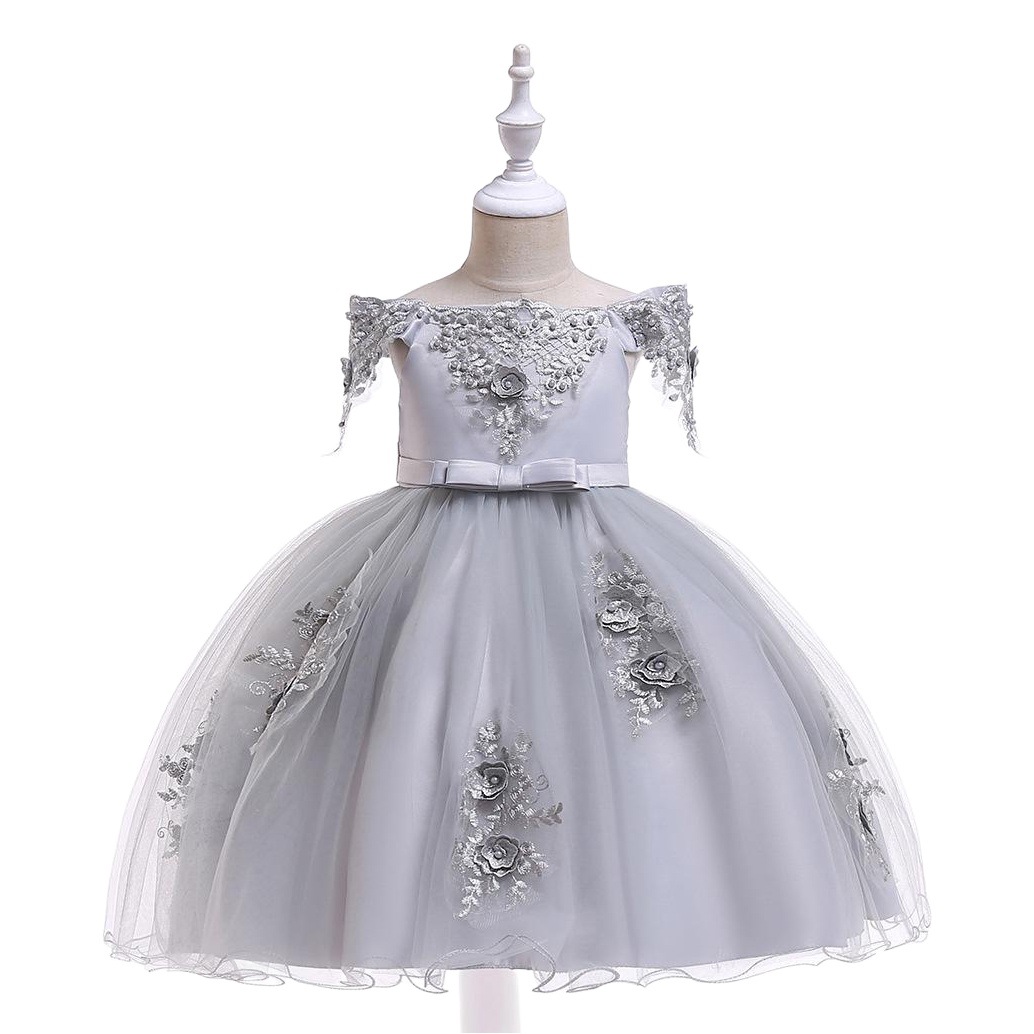 2024 Children's Dress Skirt Strap Shoulder Mesh Embroidered Pearl Puffy Princess Dress Girls Dress Kids