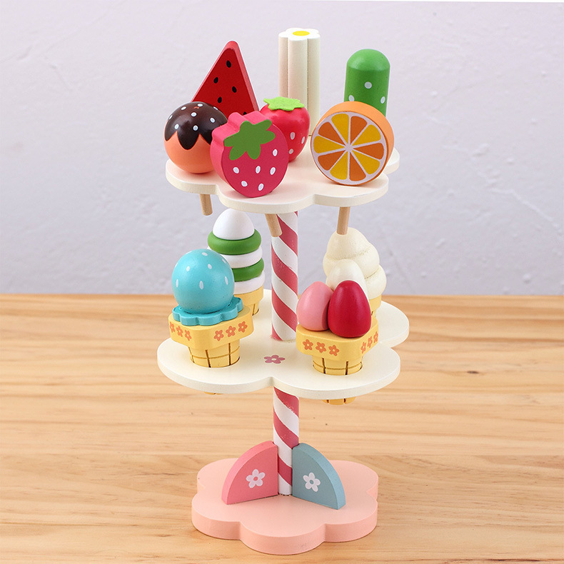 Picture of Wooden Imitation Ice Cream Children's Ice Cream Shop Toys Boys and Girls Baby Play Home Ice Cream Kitchen Building Blocks