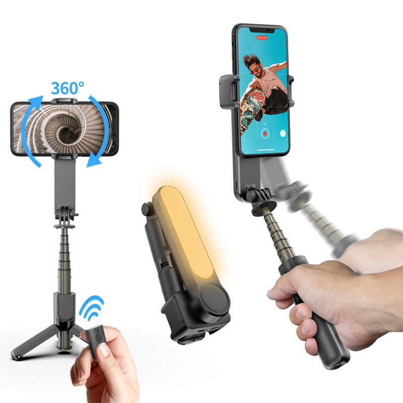 Picture of L09 handheld stabilizer Bluetooth selfie stick beauty fill light anti-shake VLOG single-axis mini stabilizer PTZ