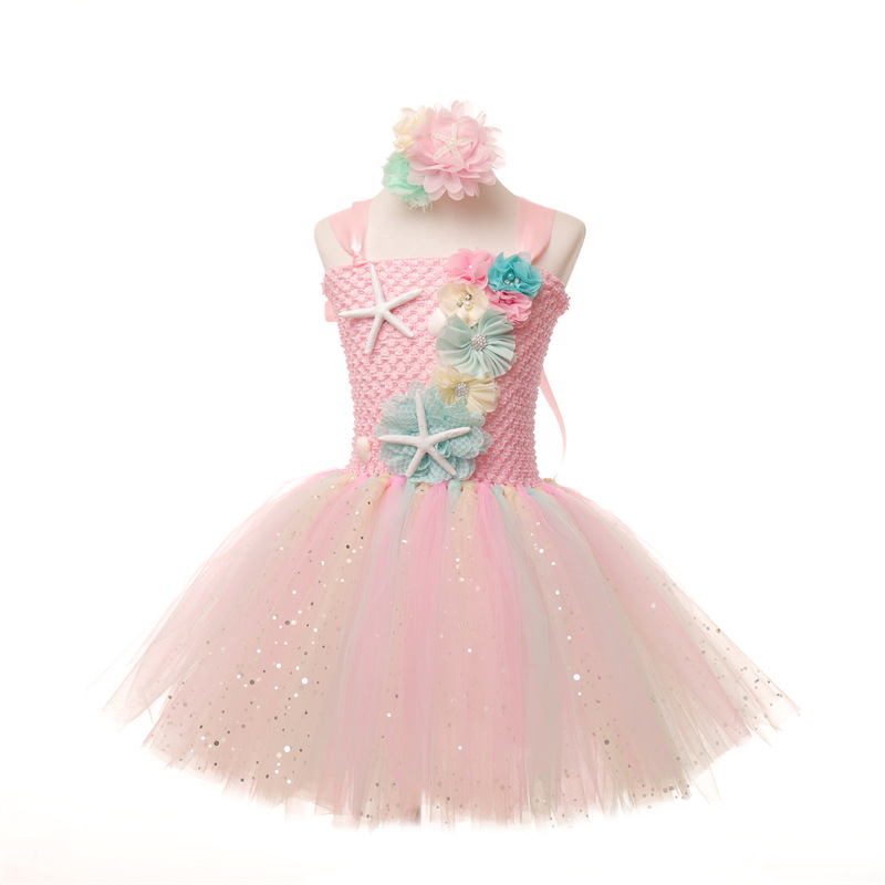 Picture of 2024 New Mermaid Princess Dress June 1 Festival Performance Dress Girl's Poncho Dress Girl's Birthday Dress