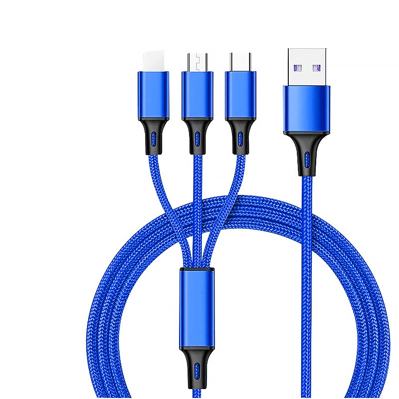 Picture of Factory wholesale one-to-three data cable for Huawei Android three-in-one data cable Apple fast charge gift logo