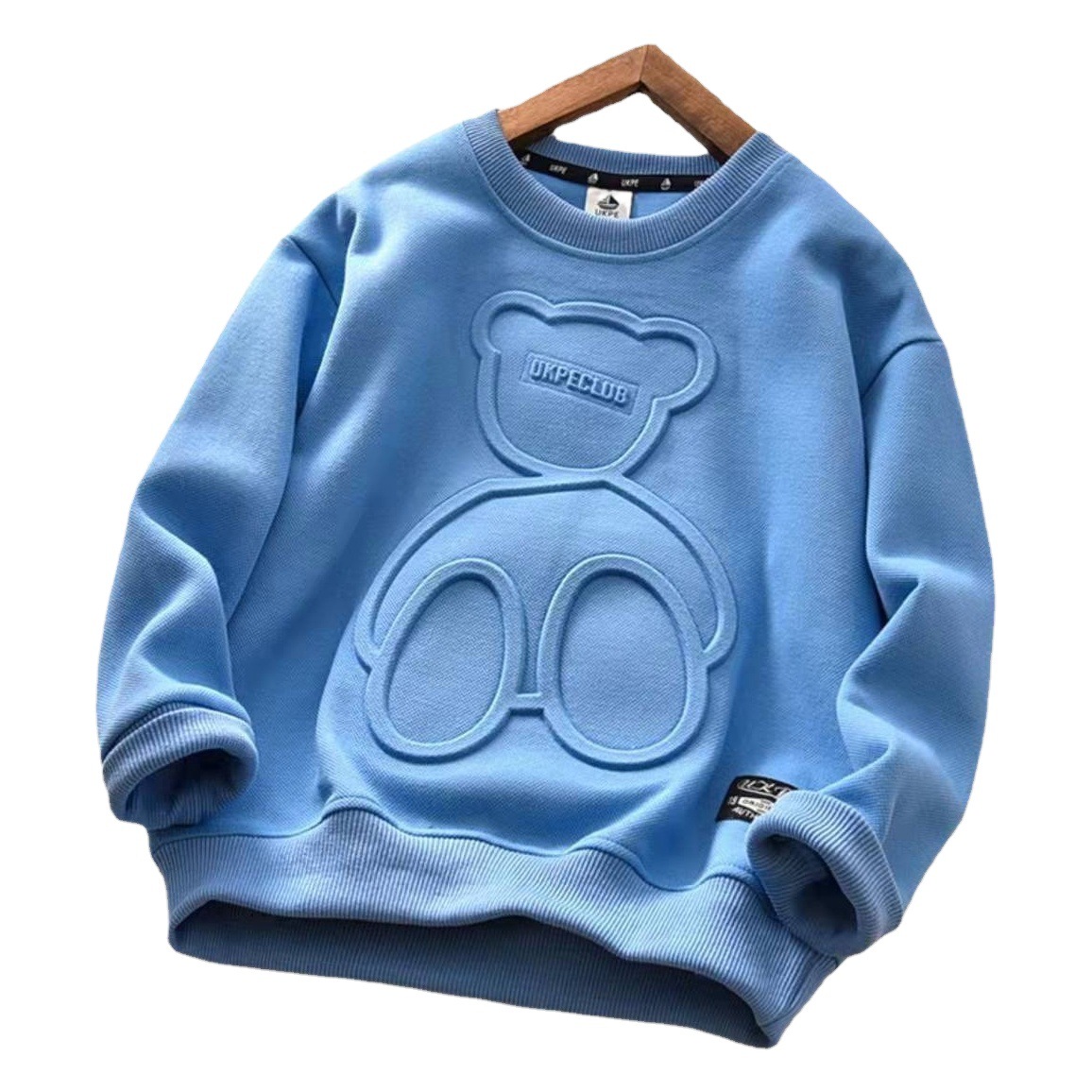 Children's Clothing, Spring & Fall Boys' Sweatshirts, Thin Autumn Clothes, Medium and Large Kidsren's Embossed Bear T-Shirts, Kidsren's Autumn Clothes, Kidsren's Tops