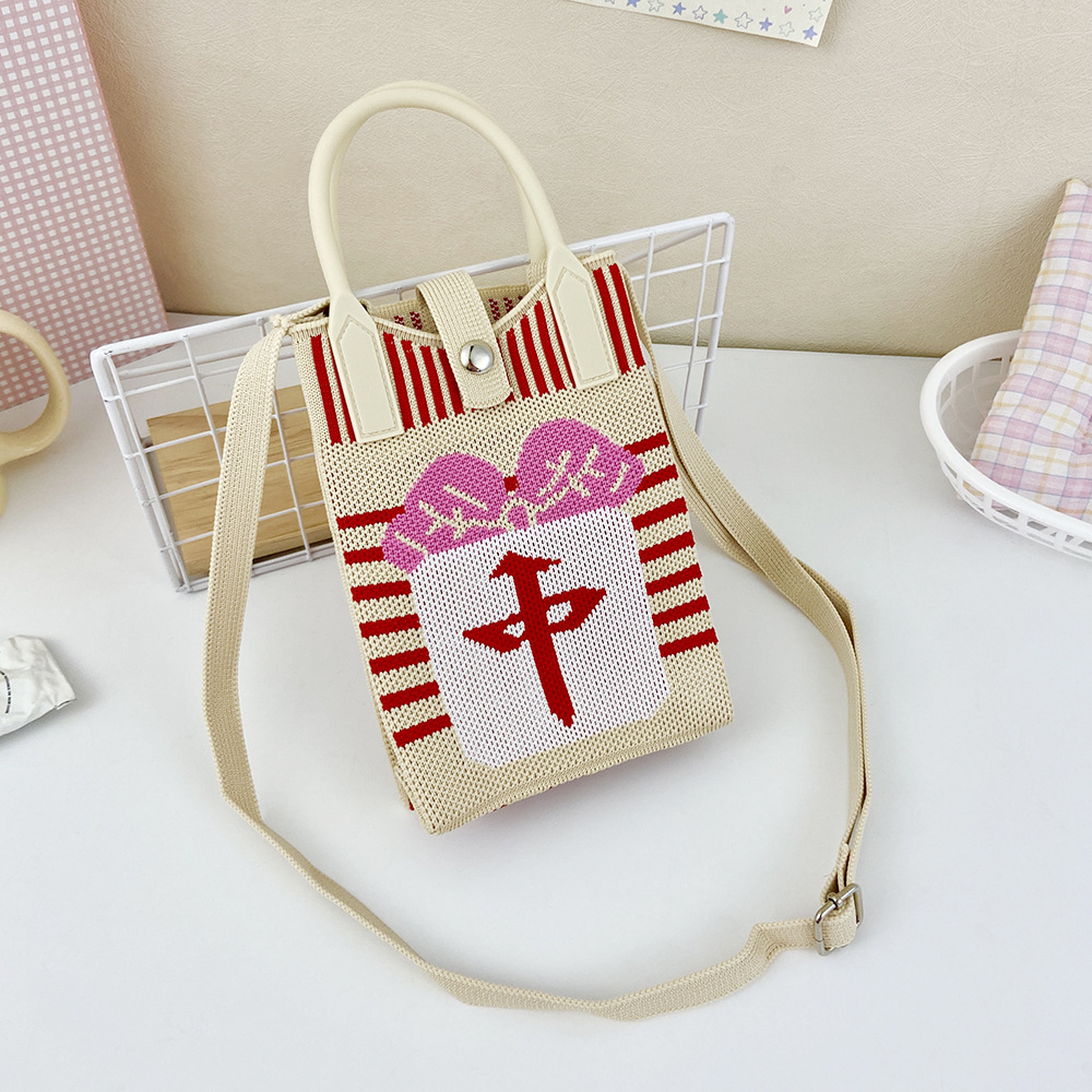 Picture of Shoulder Crossbody Mobile Phone Bag Cute Knitted Hand Bag Cartoon Large Capacity All-match Coin Purse Handbag Wholesale