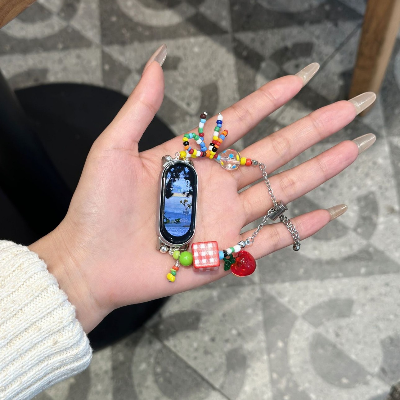 Candy-colored dopamine strap for Xiaomi 9 bracelet strap beaded Xiaomi bracelet 8765NFC women's wristband