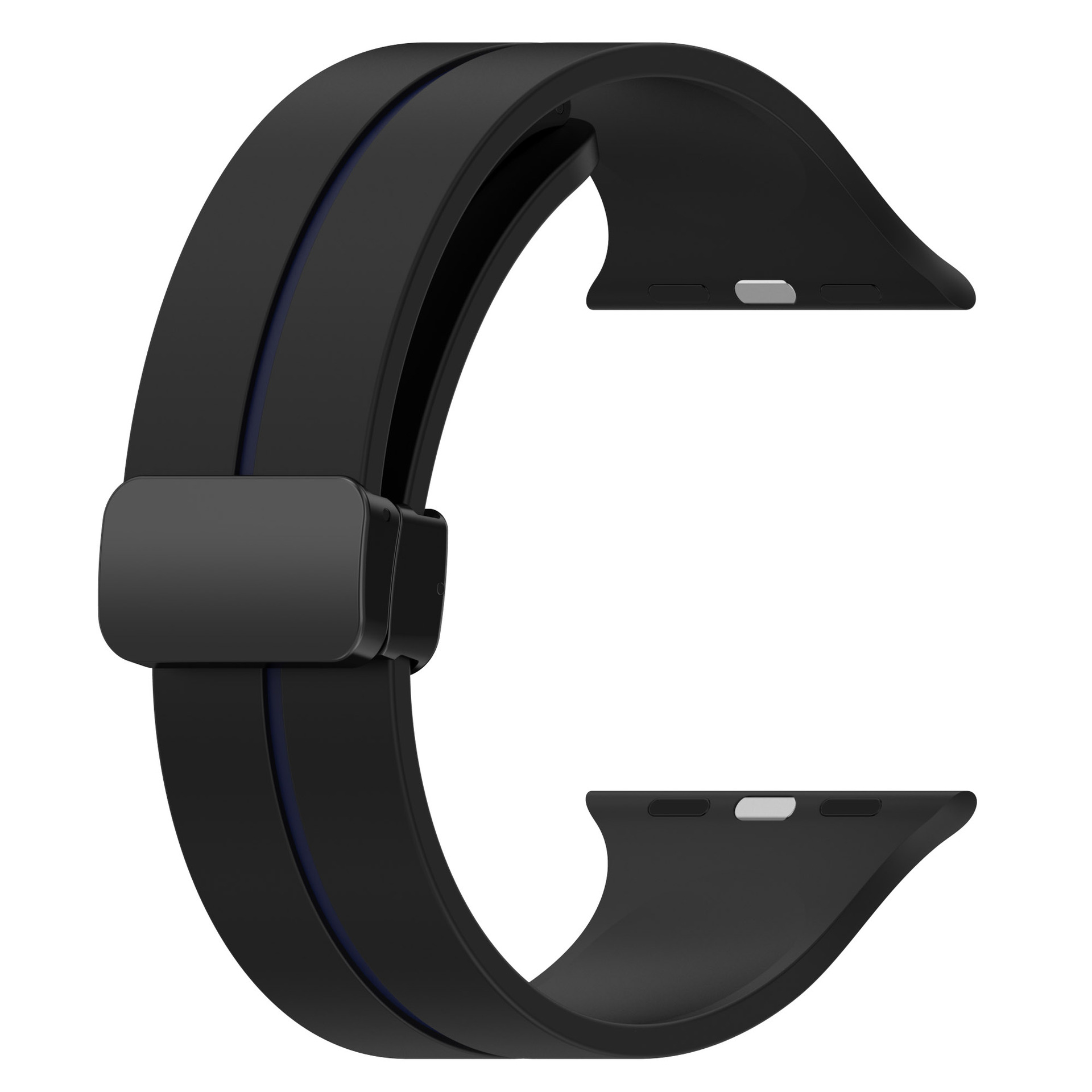 Picture of Two-color Striped Magnetic Folding Buckle Silicone Strap for Apple Watch Strap Magnetic Silicone Watch Strap