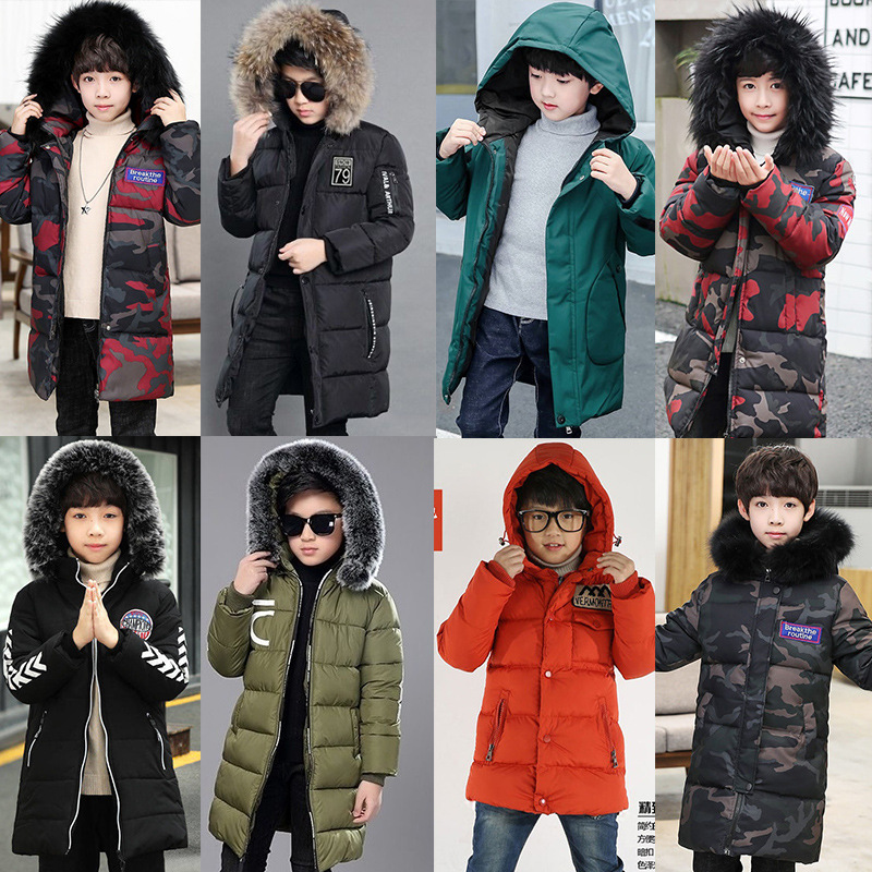 Picture of 2020 new children's clothing thickened medium and large children boys' cotton-padded down cotton-padded coat winter fashionable mid-length clothes