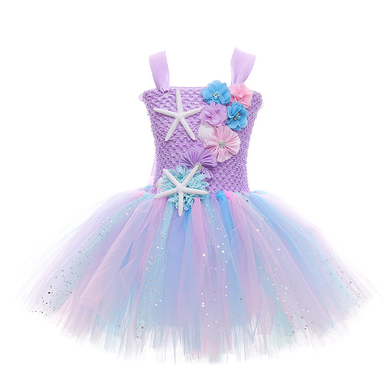 Picture of 2024 New Mermaid Princess Dress June 1 Festival Performance Dress Girl's Poncho Dress Girl's Birthday Dress