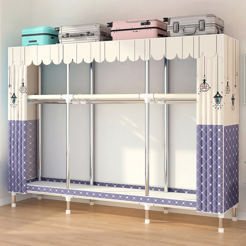 Picture of 2025 New Steel Pipe Fabric Wardrobe Simple Assembly Wardrobe Home Bedroom Cabinet Rental Single Wardrobe