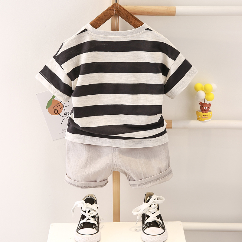 Picture of Boys' suit 2023 New Summer Children's Wide Short-sleeved Two-piece Korean-style Casual Handsome Fashionable Clothes for Boys