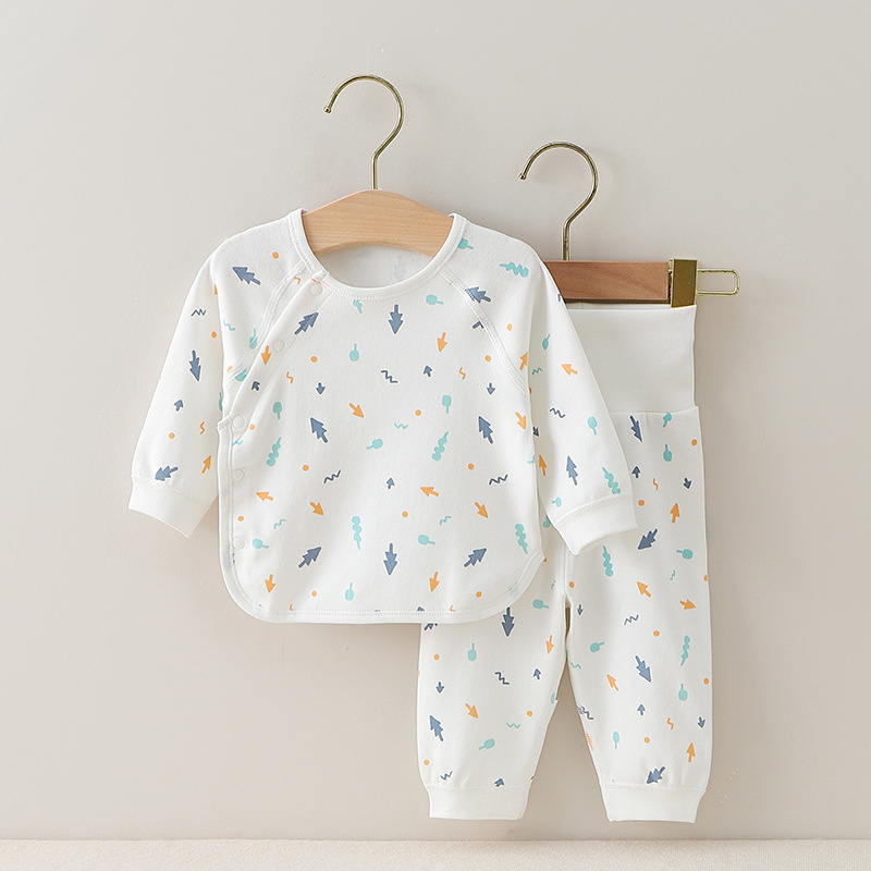 Picture of Baby underwear spring and autumn pure cotton boneless high waist belly protection newborn baby pajamas male baby autumn clothes long pants suit