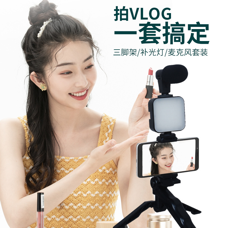 Cross-Border Fill Light Bracket Hot Sale Ay49 Single Button 49 Light Microphone Handheld Photography Desktop Live Broadcast Bracket