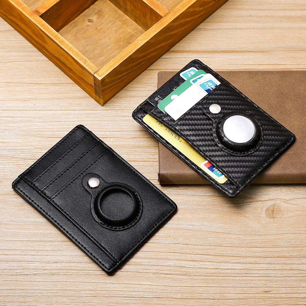 Picture of Hot selling cross-border short men's wallet carbon fiber pattern magnetic buckle card holder airtag tracker multi-function card holder