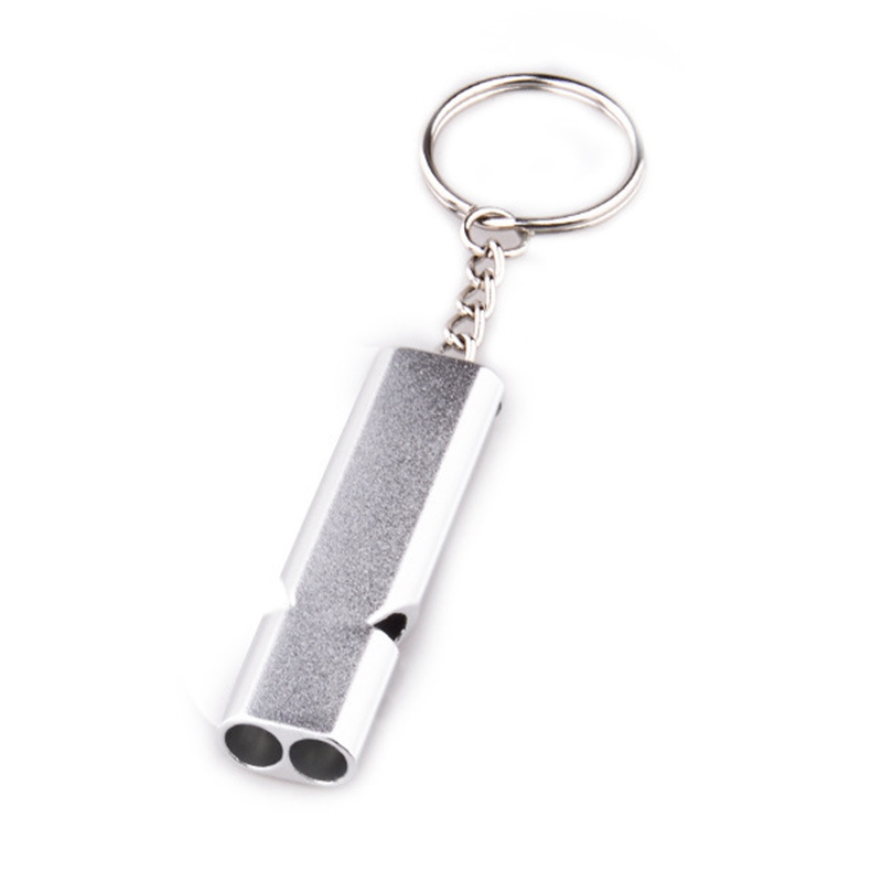 Picture of Training pigeon whistle cross-border flat aluminum alloy dual-frequency survival whistle double tube outdoor survival life-saving whistle EDC equipment